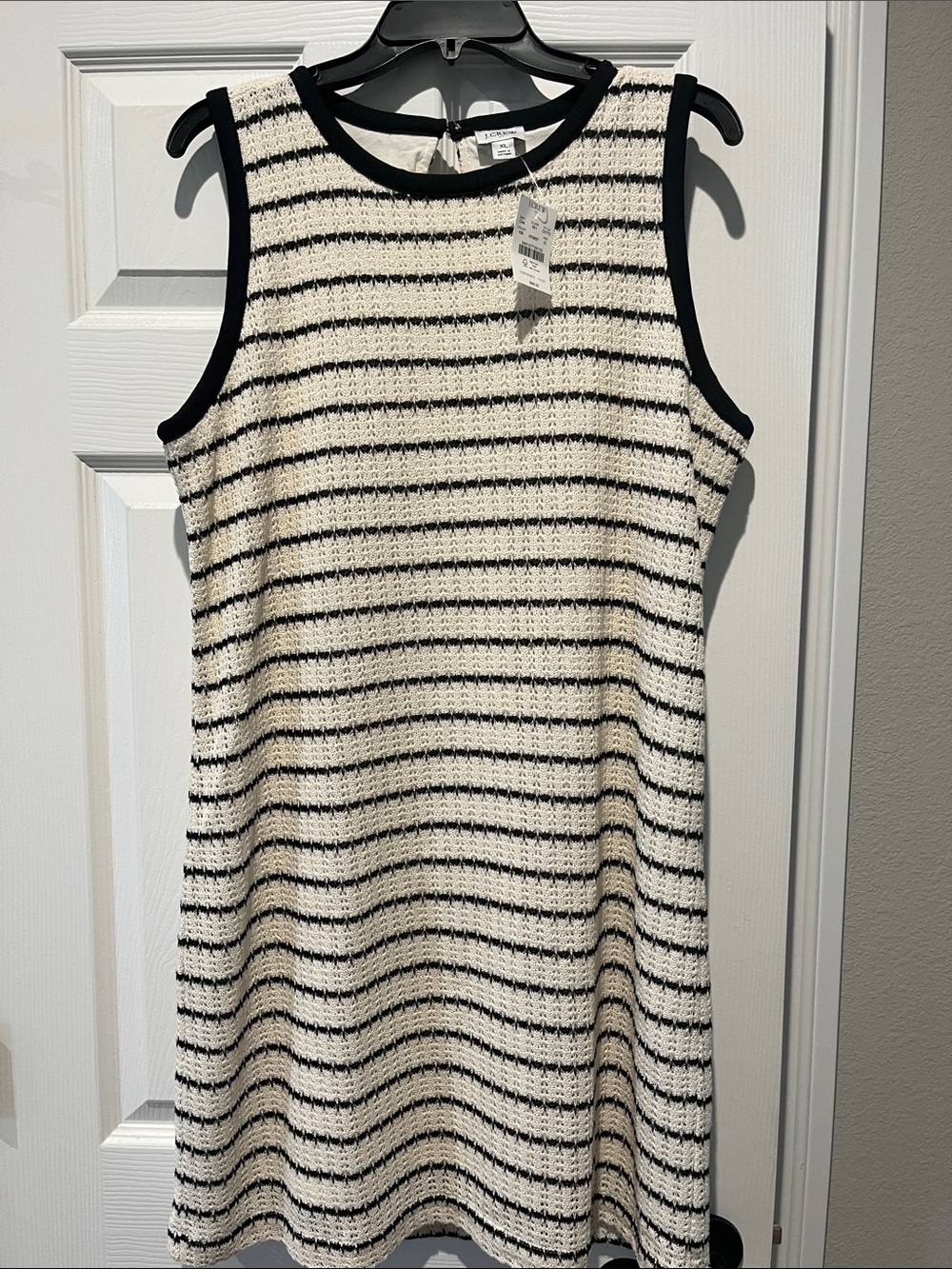 J. Crew Black & Cream Sleeveless Striped Knit Tunic